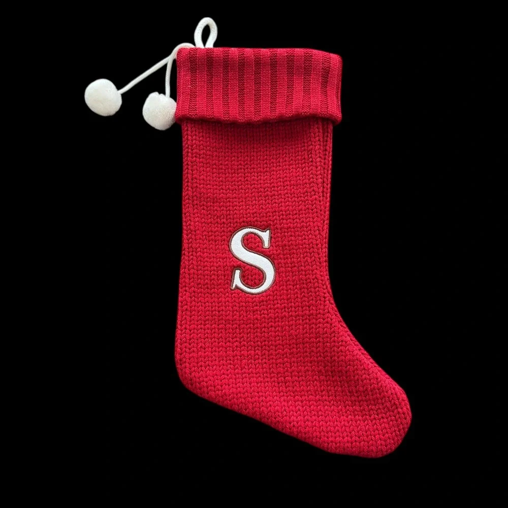 Target Wondershop Red Knit Christmas Stocking Monogram‎ S Initial Holiday